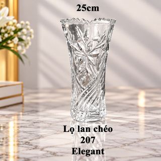 BÌNH CẮM HOA THUỶ TINH HOẠ TIẾT 25cm ELEGANT 207 (T12)