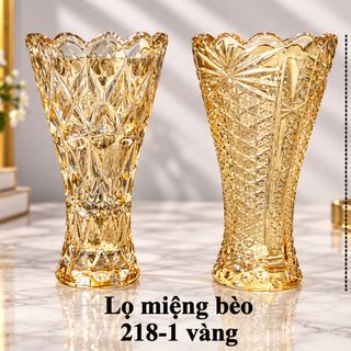 BÌNH CẮM HOA THUỶ TINH VÀNG MIỆNG BÈO 15cm ELEGANT 218- 1 (T36)