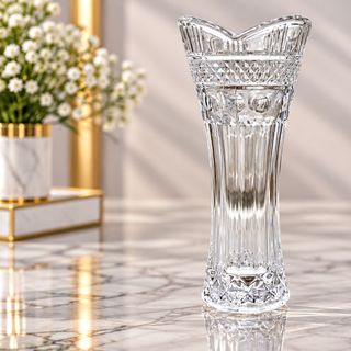 BÌNH CẮM HOA THUỶ TINH HOẠ TIẾT CAO 18cm (T48)