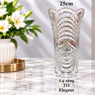 BÌNH CẮM HOA THUỶ TINH VÂNG SÓNG 25cm ELEGANT 211 (T12)