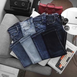 JEAN PL nam. Jean slim ống đứng. Vải 9 phẩm dày dặn  co dãn.