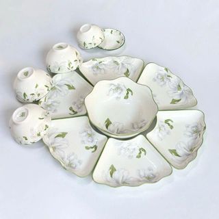 BỘ BÁT ĐĨA SÀNH SỨ CAO CẤP HOA MẶT TRỜI 7 MÓN