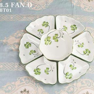 BỘ BÁT ĐĨA SÀNH SỨ CAO CẤP HOA MẶT TRỜI 7 MÓN