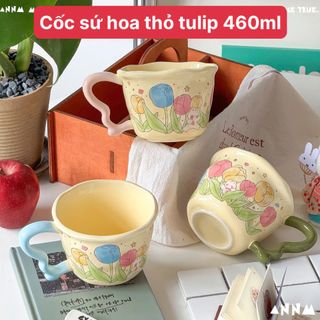 Cốc Sứ Hoa Thỏ Tuylip 460ml (THÙNG 60C)