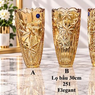 BÌNH CẮM HOA THUỶ TINH VÀNG 30cm ELEGANT 251-ABD (T9)