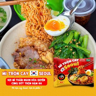 Combo 3 Gói Mì Trộn Cay Seoul 90g - Thấm đậm từng sợi mì cay thơm bùng vị Làng Chài Xưa