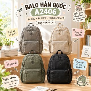 🎒 BALO A2406 – PHONG CÁCH ĐƯỜNG PHỐ, FORM BASIC MÀU TRUNG TÍNH, DỄ PHỐI ĐỒ