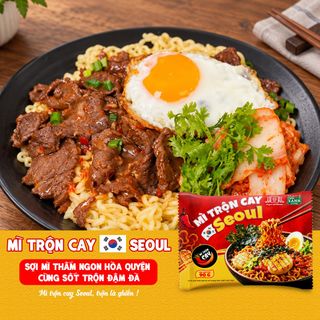 Combo 5 Gói Mì Trộn Cay Seoul 90g - Thấm đậm từng sợi mì cay thơm bùng vị Làng Chài Xưa