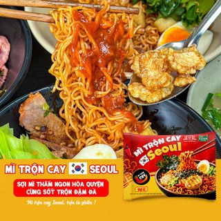 Combo 5 Gói Mì Trộn Cay Seoul 90g - Thấm đậm từng sợi mì cay thơm bùng vị Làng Chài Xưa