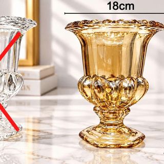 BÌNH CẮM HOA THỦY TINH VÀNG CAO CẤP CỔ ĐIỂN 22cm (T12)