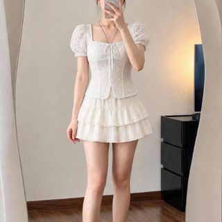 Áo Ren dáng ngắn thắt nơ dành cho nữ