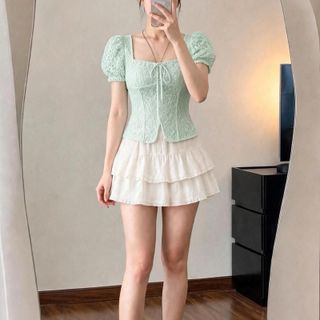 Áo Ren dáng ngắn thắt nơ dành cho nữ