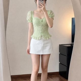 Áo Ren Nữ Thiết Kế Tay Ngắn Phong Cách Thời Trang Hiện Đại