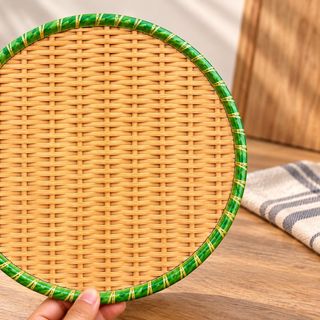 ĐĨA NHỰA GIẢ MÂY TRÚC HÌNH TRÒN 20cm (T100)