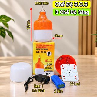 ĐÈN TÍCH ĐIỆN 30w 3 CHẾ ĐỘ HỘP CAM NĐ-5501 (T75)