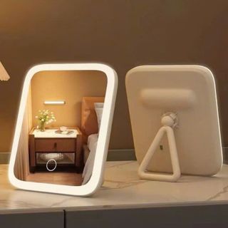 Gương Trang Điểm LED Để Bàn Mỹ Phẩm 3 Chế Độ Sáng Có Pin Sạc Cosmetic
