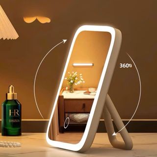 Gương Trang Điểm LED Để Bàn Mỹ Phẩm 3 Chế Độ Sáng Có Pin Sạc Cosmetic