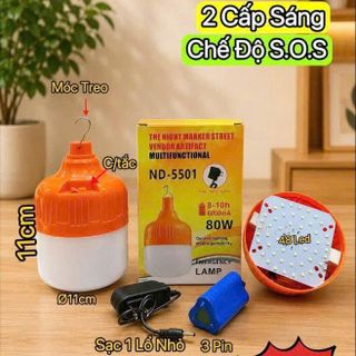 ĐÈN TÍCH ĐIỆN 80w 3 CHẾ ĐỘ HỘP CAM NĐ-5501 (T50)