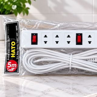 Ổ CẮM ĐIỆN HATO CÓ CÔNG TẮC 6 Ổ CẮM DÂY ĐỒNG 5M (T20)