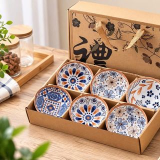 BỘ 6 CHÉN KÈM ĐŨA QUÀ TẶNG HÌNH THỔ CẨM (T20)