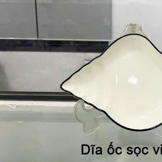 ĐĨA SỨ HÌNH ỐC SỌC VIỀN ĐEN SƠN TÂY CAO CẤP (T60)