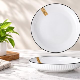ĐĨA SỨ ẢO SỌC VIỀN ĐEN SƠN TÂY SIZE 7 - 18cm (T60)