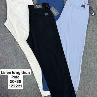 LINEN POLO LƯNG THUN DÀI NAM.  Fom ống đứng.