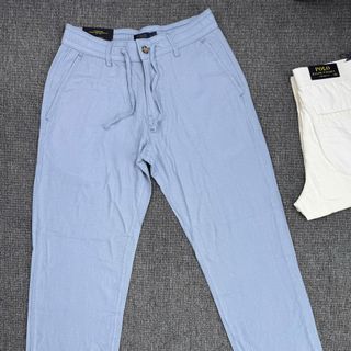 LINEN POLO LƯNG THUN DÀI NAM.  Fom ống đứng.