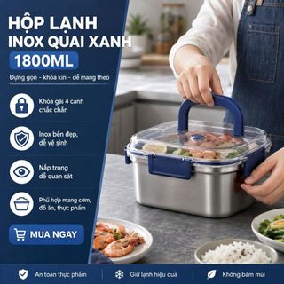 HỘP LẠNH INOX CÓ NẮP QUAI 1800ML (T240)