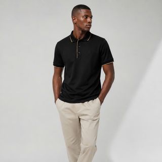 POLO Nam. Chất cotton gai dệt kim 4 chiều – mềm, thoáng, mặc vừa vặn.