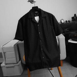Loose Textured ShortSleeve Shirt .  Chất cotton vải dệt vân ren nổi độc đáo tinh tế.