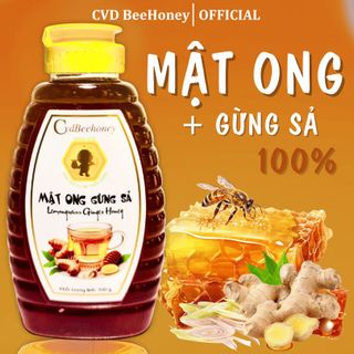 Mật ong nguyên chất Gừng Sả, mật ong tự nhiên, tăng sức đề kháng, kháng khuẩn, mật ong CvdBeehoney 500g