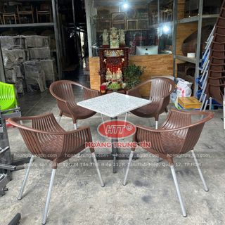 ghế nhựa bành cafe chân nhôm ghế nhựa cafe màu nâu
