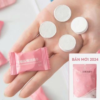 GÓI 100 KHĂN RỬA MẶT NÉN HỒNG DẠNG VIÊN (T150)