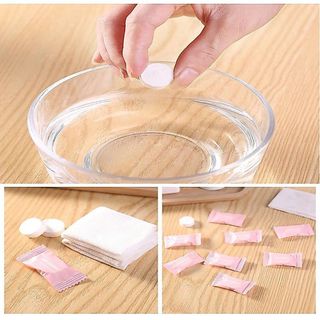 GÓI 100 KHĂN RỬA MẶT NÉN HỒNG DẠNG VIÊN (T150)