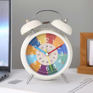 Đồng hồ báo thức hình tròn để bàn 4inch mặt cầu vồng