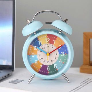 Đồng hồ báo thức hình tròn để bàn 4inch mặt cầu vồng
