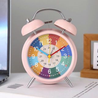 Đồng hồ báo thức hình tròn để bàn 4inch mặt cầu vồng