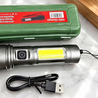 ĐÈN PIN SẠC USB ĐA NĂNG KÈM HỘP ĐÈN LED + COB (T50)