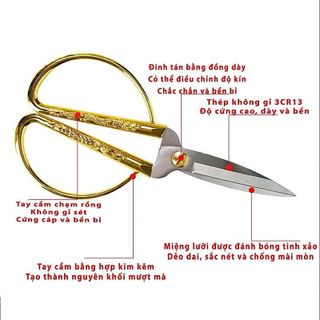 KÉO CẮT RỒNG PHƯỢNG CÁN VÀNG ÁNH KIM K45 (T288)