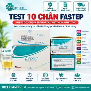 Hộp que thử ma tuý 10 chân (AMP/COC/COD/HER/MOP/K2/KET/MDMA/MET/THC) Fastep giá sỉ xuất hoá đơn
