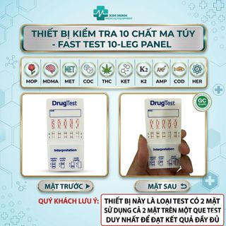 Hộp que thử ma tuý 10 chân (AMP/COC/COD/HER/MOP/K2/KET/MDMA/MET/THC) Fastep giá sỉ xuất hoá đơn