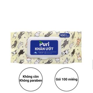 Khăn ướt không mùi puri, 100 tờ