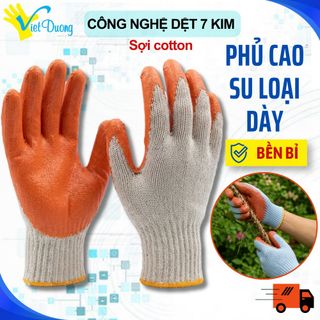 Găng Tay Chống Gai 7G VIỆT DƯƠNG Phủ Cao Su, Êm Tay, Bám Cầm Tốt, Hạn Chế Mài Mòn - GDC7KIM