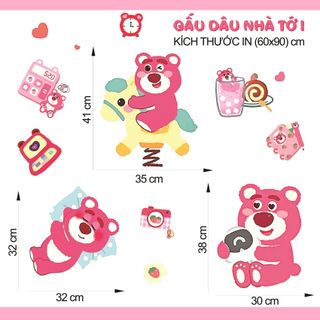 Tranh dán tường GẤU DÂU trang trí phòng trẻ em - Giá bán sỉ