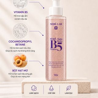 Sữa Rửa Mặt Neré Aqua Hydra B5 Cleanser 150g | Làm Sạch Dịu Nhẹ, Hỗ Trợ Cấp Ẩm, B5 & Bột Hạt Mơ
