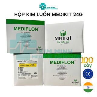 Hộp kim luồn màu vàng24g Mediflon tĩnh mạch giá sỉ xuất hoá đơn