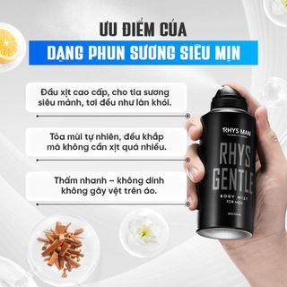 Body Mist Rhys Man Gentle 120ml Thanh Mát Nam Nữ | SÁPITAL