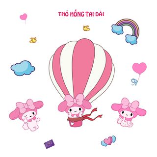 Tranh dán tường THỎ HỒNG trang trí phòng trẻ em - Giá bán sỉ