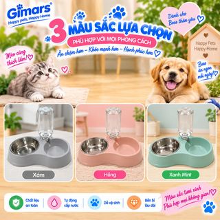 Bát ăn kèm bình nước tự động cho thú cưng GIMARS